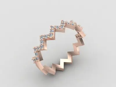 Minimal Zigzag ring 142-MW 3D print model