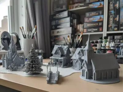 Christmas Village Miniature Set Festive Diorama STL in 11 files  3D print model