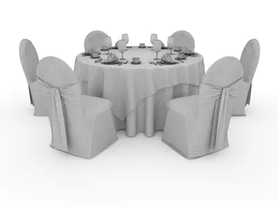 Banquet Table and Chair 68 3D model