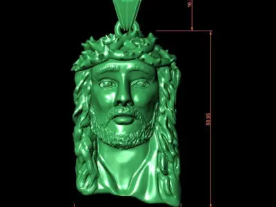 Jesus Head Pendant 3D print model