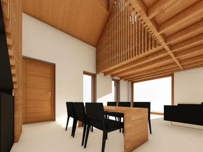 Wooden House Chalet - Modern Cottage House 3D model