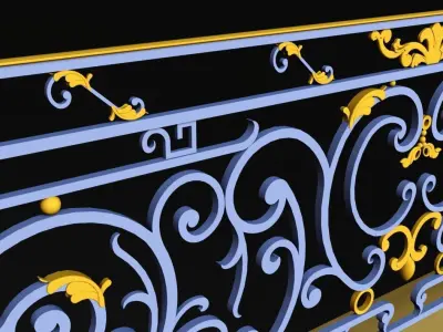 Wrought iron railing 3D model
