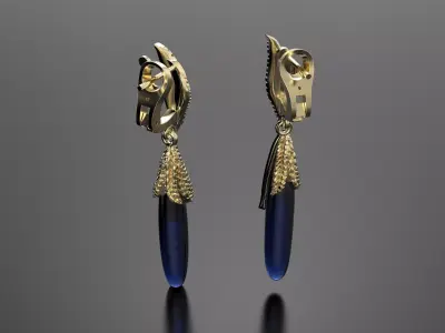 Earrings with one big unique stone 3D print model