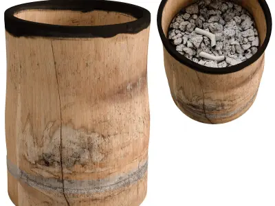 Bamboo ashtray Low-poly 3D model