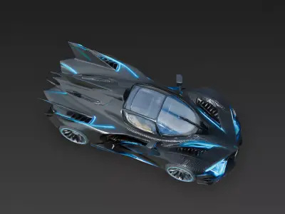 Futuristic Carbon Fiber Hypercar Concept 3D Model Low-poly 3D model