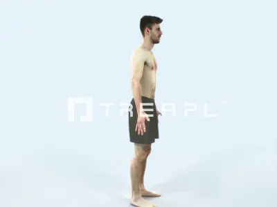 Posture C Beach Animated Rigged Sports Man Low-poly 3D model