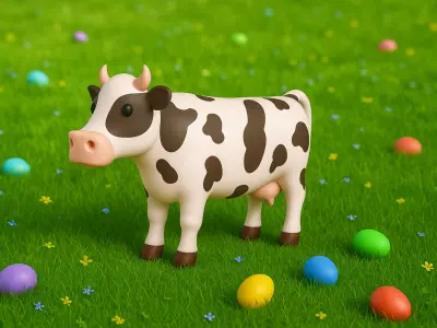 Cartoon Cow Animal 3D Model for Cartoon Characters Low-poly 3D model