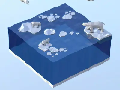 Polar Bear and Cub 3D model