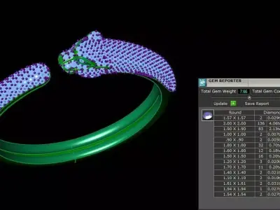 Panther Head Diamond Bangle 3D print model