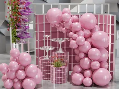 Party Balloons Birthday wedding anniversary Balloons decoration 3D model