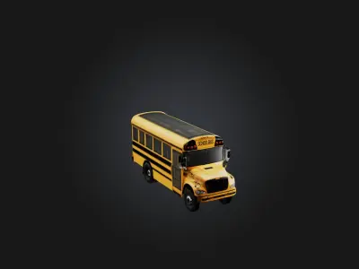 Realistic School Bus Model Low-poly 3D model