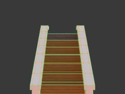Wooden stairs package Low-poly 3D model