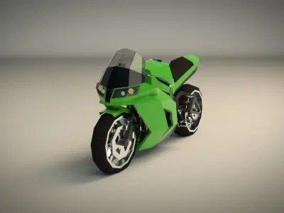 Low Poly Motorcycle 04 Low-poly 3D model