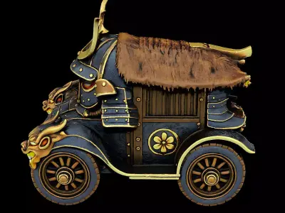 Samurai Fusion Oni Fire Heavy Armored Carriage Highpoly Game 3D print model