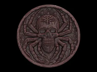 spider skull round frame cnc model  3D print model