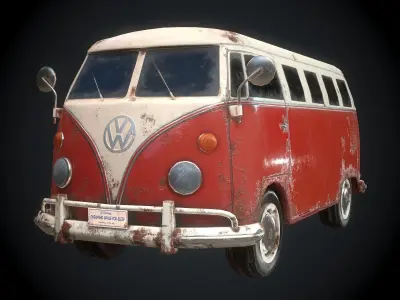 Classic VW Bus for Games Low-poly 3D model