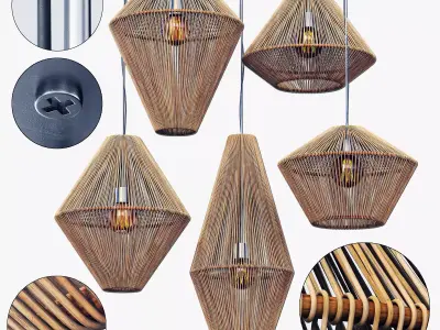 Lamp cone rattan n11 3D model