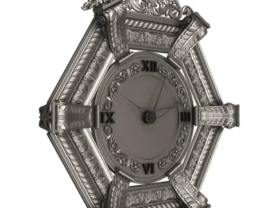 Classic Wall Clock 17 Chrome Low-poly 3D model