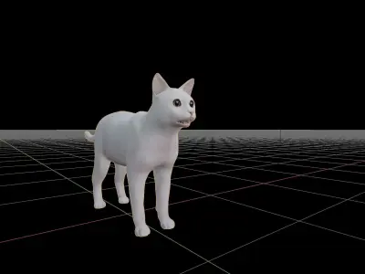 Khao Manee White Cat Low-poly 3D model