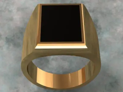 Luxury Golden Onyx Men Ring 3D print model