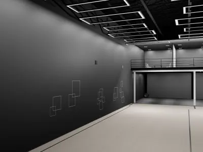 3D CAR STUDIO SCENE warehouse SCI FI futuristic 3D model