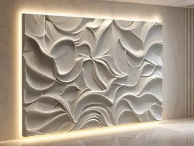 modern panel wall decor set relief stl mural CNC 258 3D model