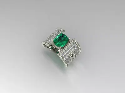 Exquisite Rectangular Emerald and Diamond  3D print model