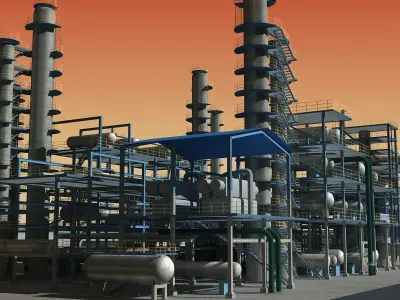 Refinery oil Low-poly 3D model