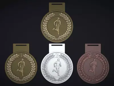 Men Running Award Medals 3D print model