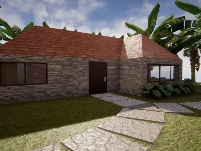 Pool House  Low-poly 3D model