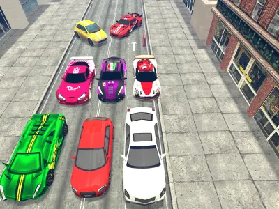 Stylized City Street Scene with PBR Textures Racing Car Pack Low-poly 3D model