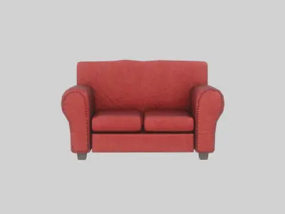 Red Sofa Free low-poly 3D model