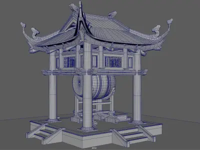 drum tower HaNoi Vietnamese 3D model 3D model