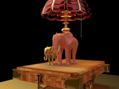 Chinese display stand with elephant lamp  3D model purchase