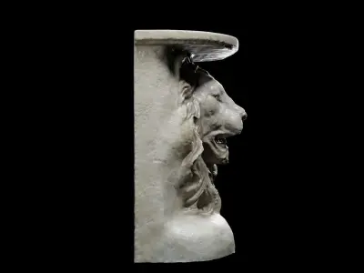 Scanned Lion Head Pedestal Free 3D model