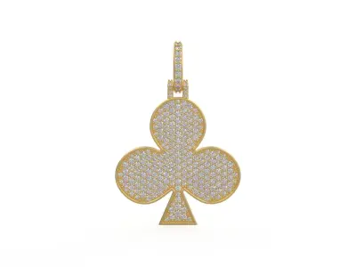 Model 1128 Playing Cards Clubs Iced Out Pendant Large 40mm 3D print model