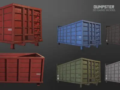 Dumpster Pack 3D model Low-poly 3D model