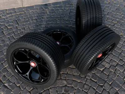 Alfa Romeo GTAm Wheels plus Tires 3D print model