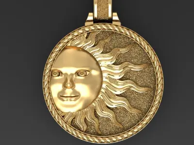 Sun face pendant 3D print model