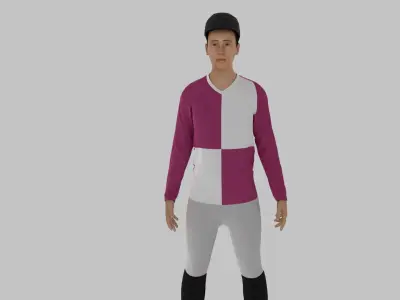 Jockey man in shirt and pants Low-poly 3D model