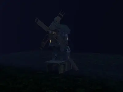 old Windmill in the woods Low-poly 3D model