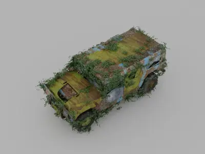 Damaged Rusty Car Low-poly 3D model