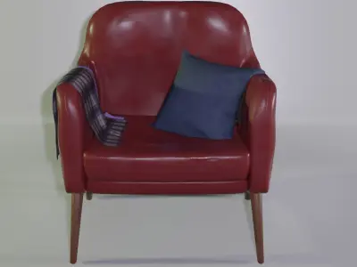 red armchair for retro decoration cartoon 3D model