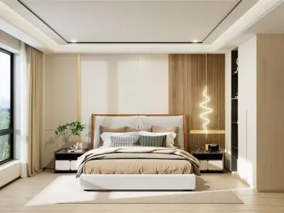 modern bedroom scene 3D model