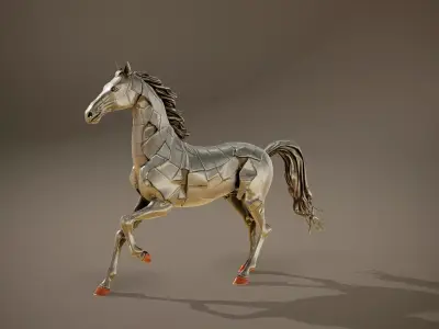 Sleek Metallic Horse model pack Low-poly 3D model