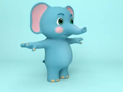 Elephant Cartoon 3D model