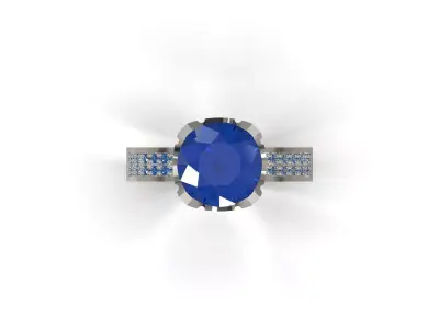 Ocean Blue cad Solitaire Ring model sr0127 3D print model
