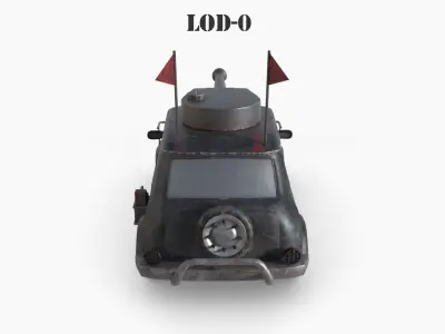Post Apocalyptic Mini Morris Low-poly War Car Game Asset Low-poly 3D model