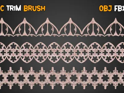 35 Gothic Trim Brushes   Vol 14 Low-poly 3D model