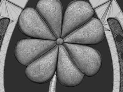 LUCKY FOUR LEAF CLOVER Pendant 3D print model